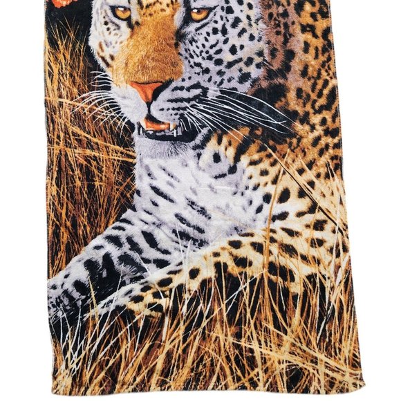 Vintage Leopard Big Cat 28x59 Beach Towel 100% Cotton - Picture 6 of 8